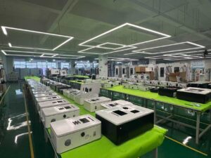 Workshop production line of DC EV charging station cabinets